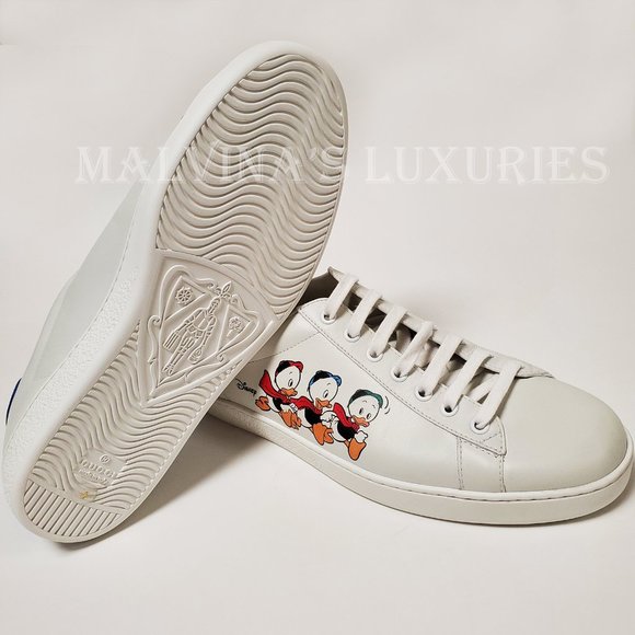 GUCCI SNEAKERS MENS LEATHER DISNEY ACE HUEY DEWEY LOUIE LOGO SHOES 9G US 9.5 - Picture 16 of 16
